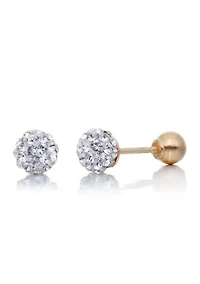 Crystal Ball Baby Earrings 14K Yellow Gold