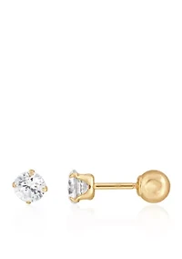 Kids Cubic Zirconia Stud Earrings in 14K Gold