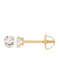 Cubic Zirconia April Birthstone Kids Studs in 14K Yellow Gold