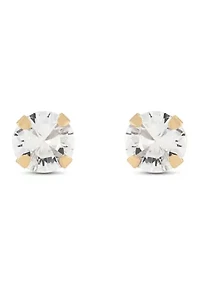 Cubic Zirconia April Birthstone Kids Studs in 14K Yellow Gold
