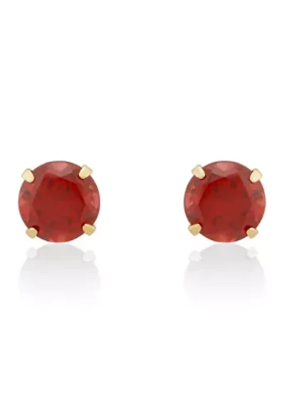 Garnet Stud Earrings in 14K Yellow Gold