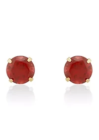 Garnet Stud Earrings in 14K Yellow Gold