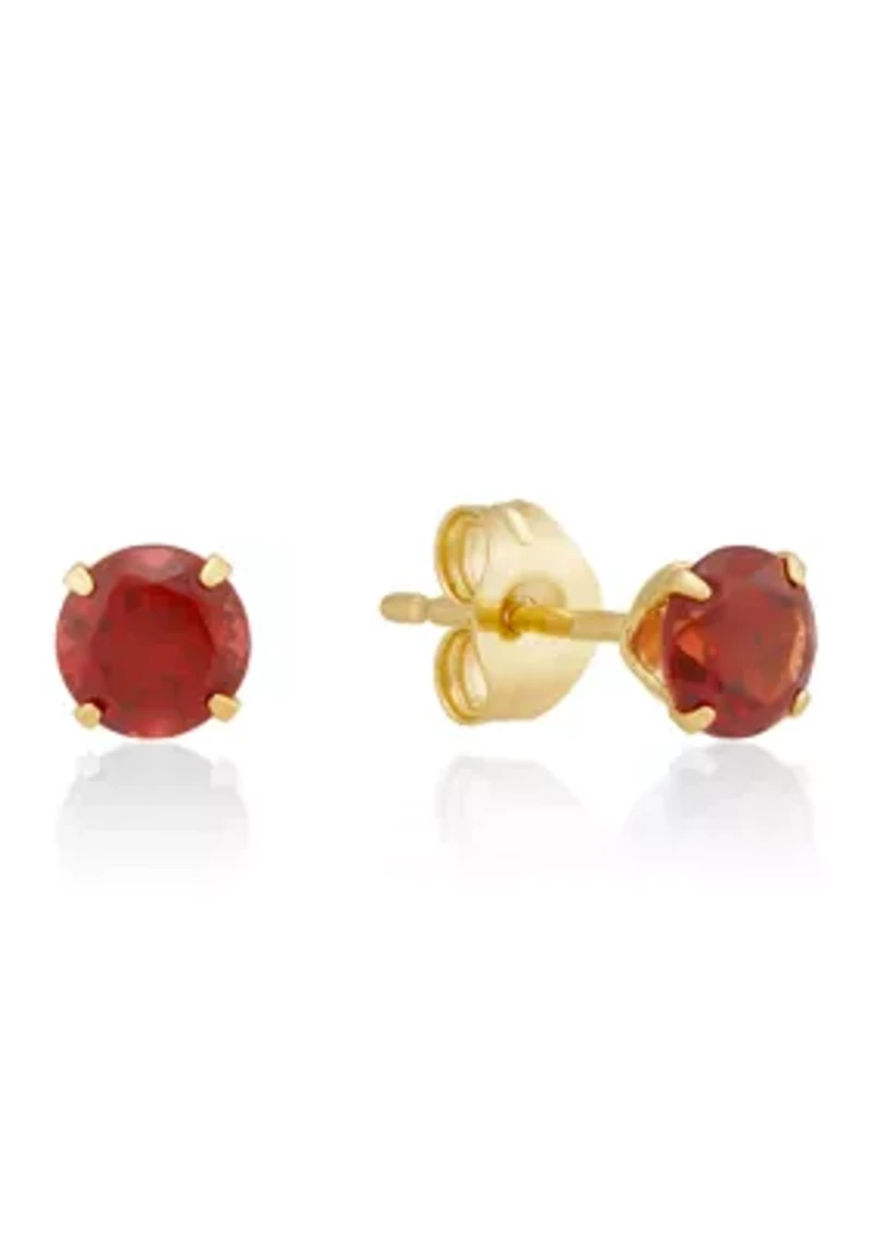 Garnet Stud Earrings in 14K Yellow Gold