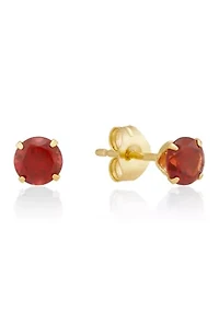 Garnet Stud Earrings in 14K Yellow Gold
