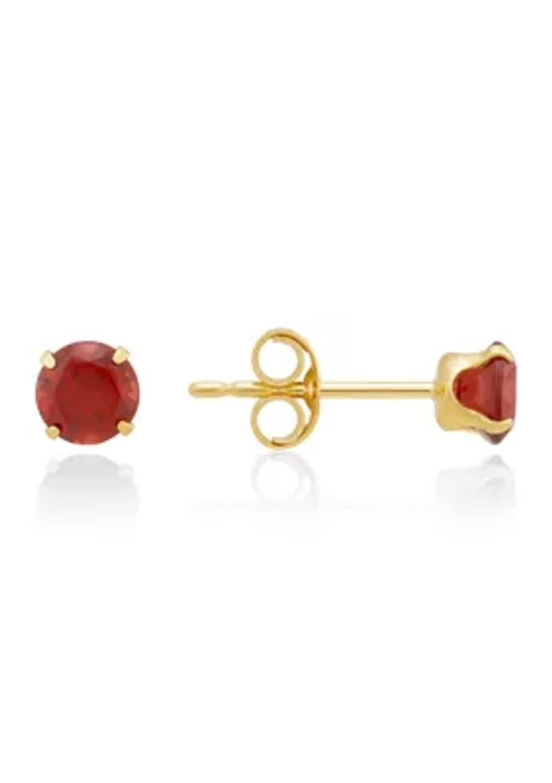 Garnet Stud Earrings in 14K Yellow Gold