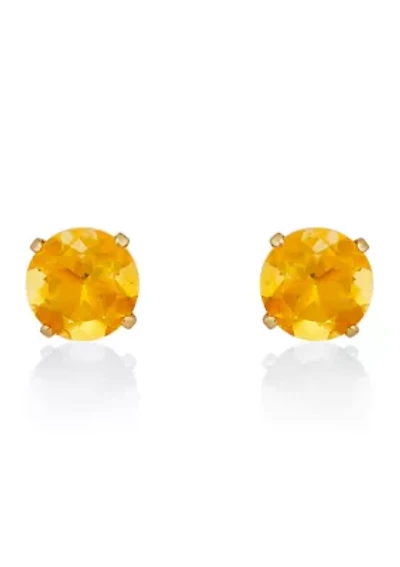 Citrine Stud Earrings in 14K Yellow Gold