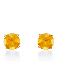 Citrine Stud Earrings in 14K Yellow Gold