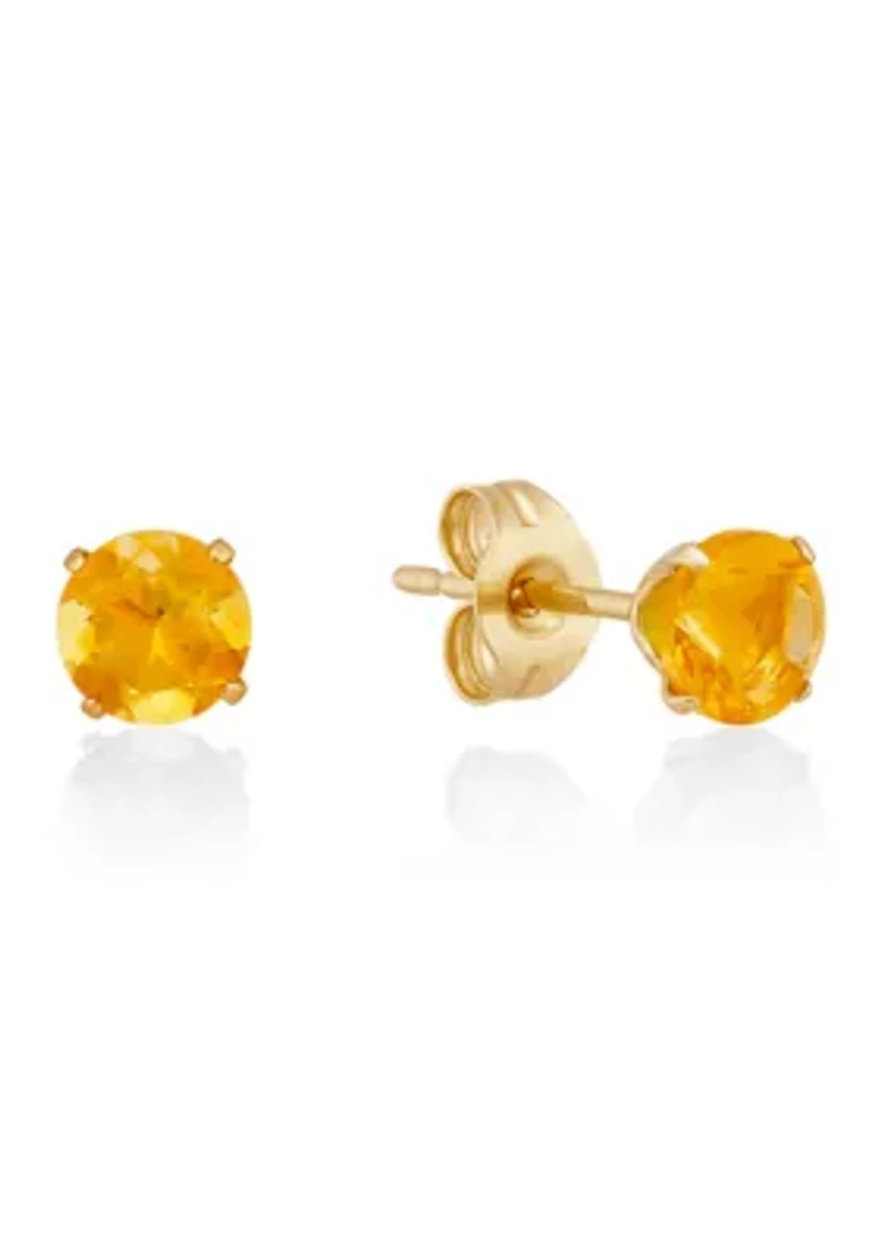 Citrine Stud Earrings in 14K Yellow Gold