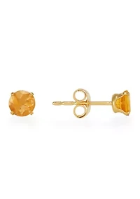 Citrine Stud Earrings in 14K Yellow Gold