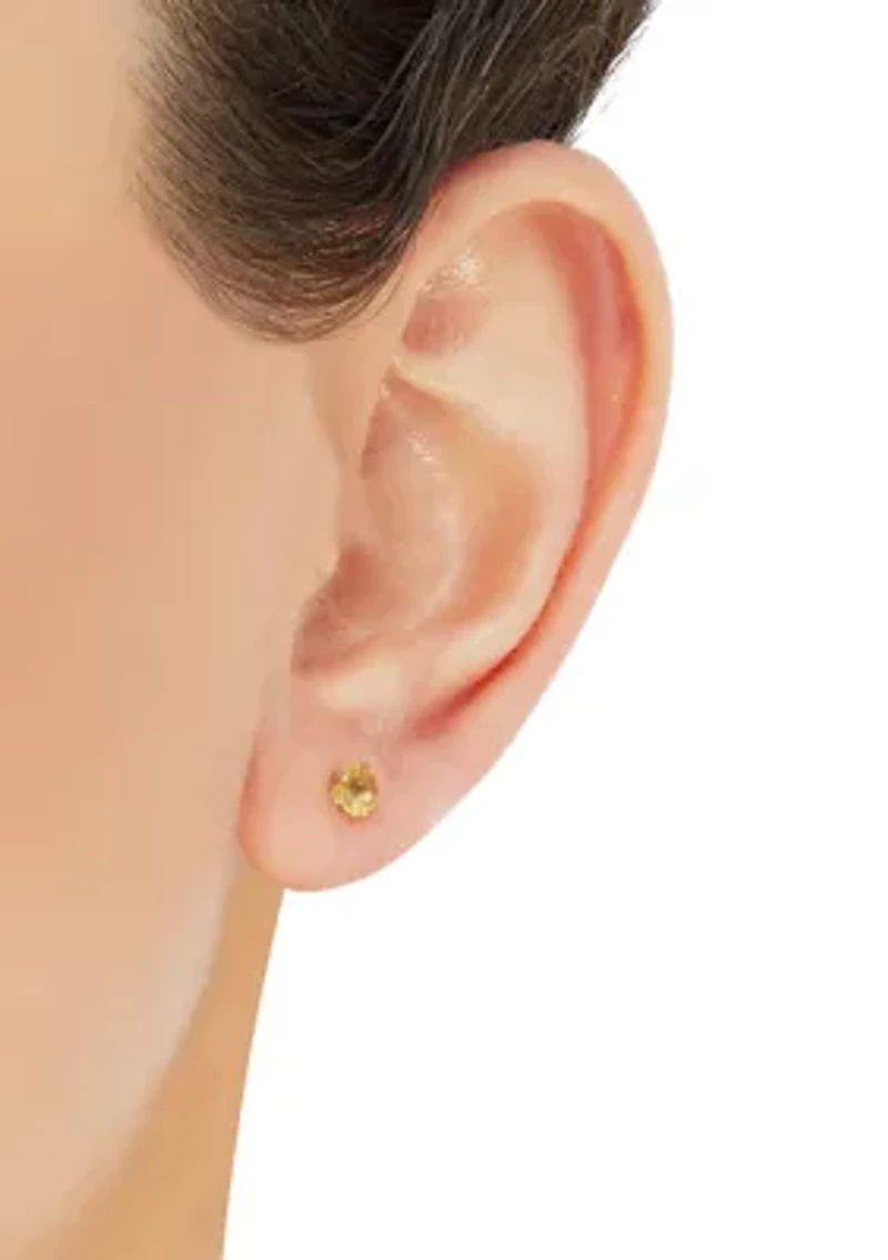 Citrine Stud Earrings in 14K Yellow Gold