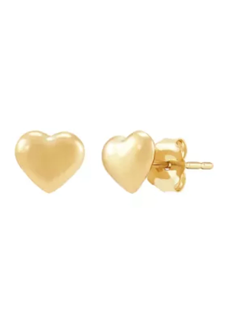 Tiny Heart Stud Earrings in 14K Yellow Gold