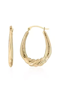 Oval Twist Hoop Earrings in 14K Yellow Gold