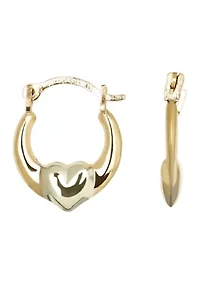 Small Two Tone Hoop Earrings in 14K Yellow Gold