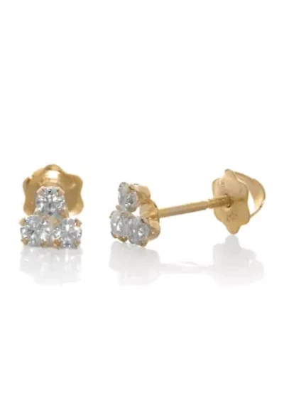 Kids Cubic Zirconia Stud Earrings in 14K White Gold