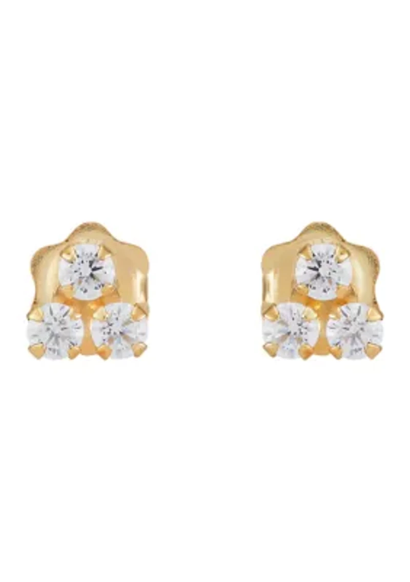 Kids Cubic Zirconia Stud Earrings in 14K White Gold