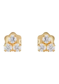 Kids Cubic Zirconia Stud Earrings in 14K White Gold