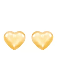 Kids Puff Heart Stud Earrings in 14K Yellow Gold