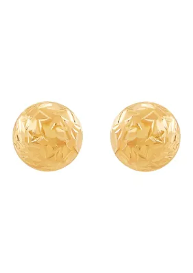 Flat Ball Stud Earrings in 14K Yellow Gold