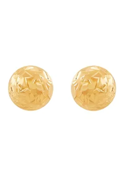 Flat Ball Stud Earrings in 14K Yellow Gold