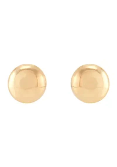 Flat Ball Button Stud Earrings in 14K Yellow Gold