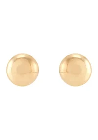 Flat Ball Button Stud Earrings in 14K Yellow Gold