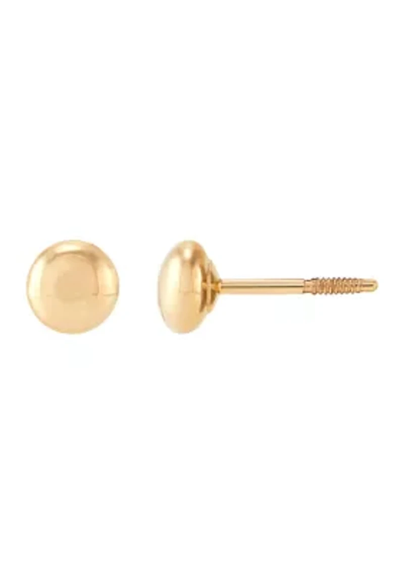 Flat Ball Button Stud Earrings in 14K Yellow Gold