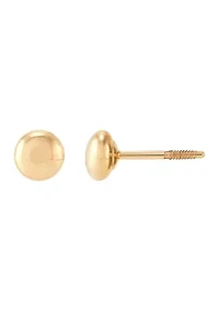 Flat Ball Button Stud Earrings in 14K Yellow Gold