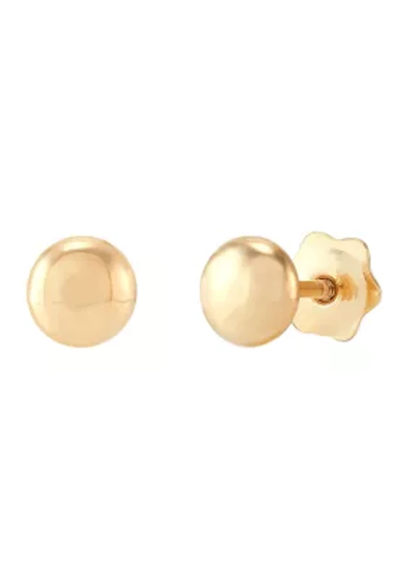 Flat Ball Button Stud Earrings in 14K Yellow Gold