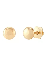 Flat Ball Button Stud Earrings in 14K Yellow Gold