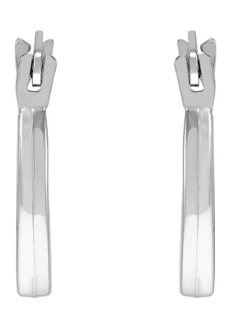 Small Round Plain Hoop Earrings in 14K White Gold 