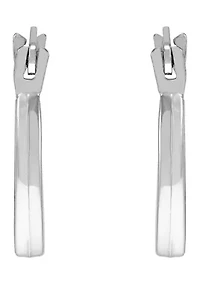 Small Round Plain Hoop Earrings in 14K White Gold 