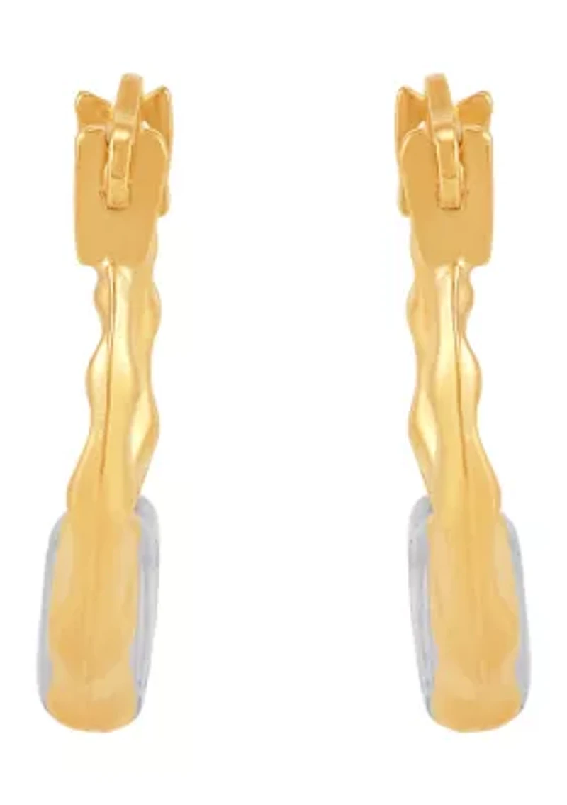Kids Heart Hoop Earrings in 14K Two-Tone Gold 