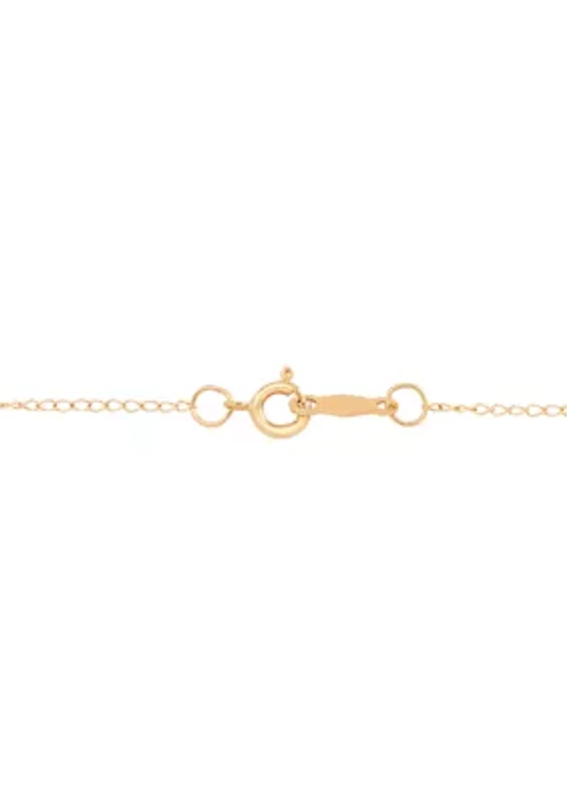 Kids White Crystal Heart Pendant in 14k Yellow Gold