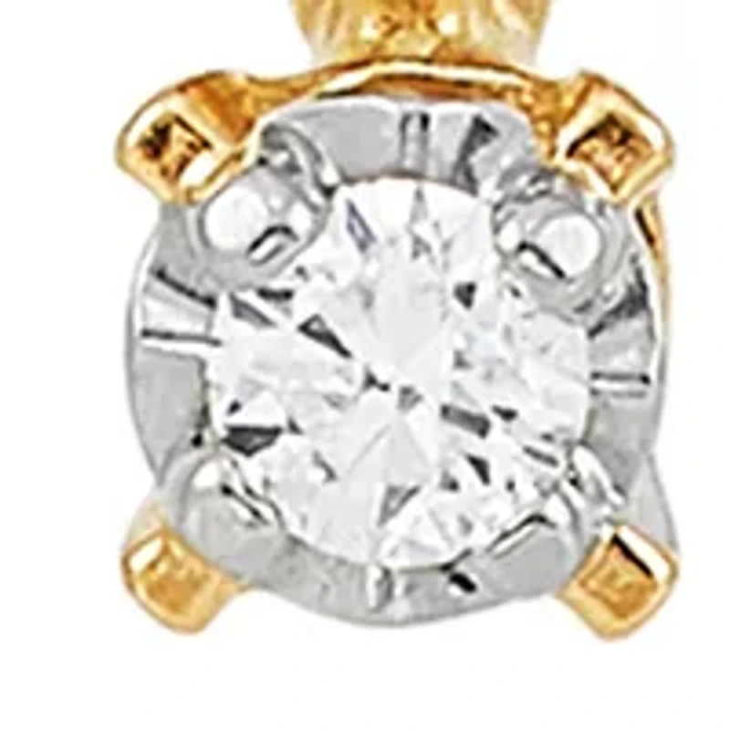 Diamond Accent Solitaire Pendant with 13" Curb Chain in 14K Yellow Gold