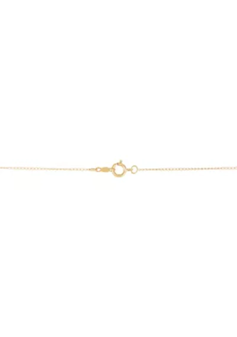 Diamond Accent Solitaire Pendant with 13" Curb Chain in 14K Yellow Gold