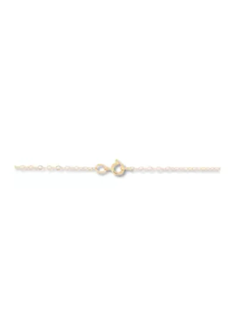 Cubic Zirconia Butterfly Kid Pendant Necklace with 15" Cable Chain in 14K Yellow Gold