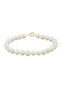 Pearl Bracelet and Earrings Set in 14K Yellow Gold