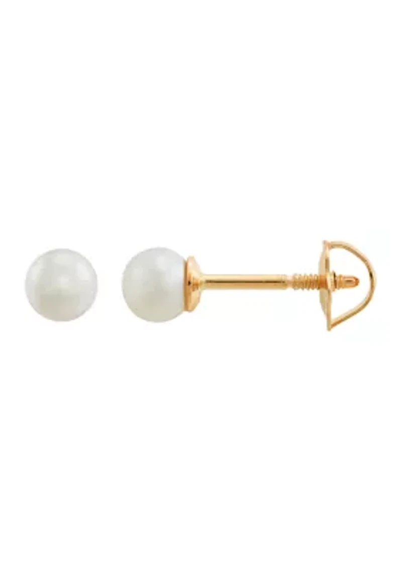 Pearl Bracelet and Earrings Set in 14K Yellow Gold