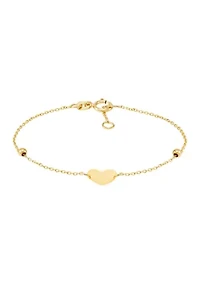 Hollow Bead Heart Bracelet in 14K Yellow Gold