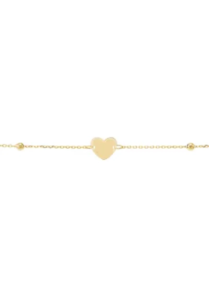 Hollow Bead Heart Bracelet in 14K Yellow Gold