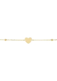 Hollow Bead Heart Bracelet in 14K Yellow Gold