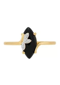 1/10 ct. t.w. Diamond Accent and Onyx Ring in 10K Yellow Gold