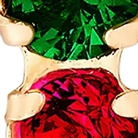 Lab Created Ruby, Emerald, and Sapphire Earrings in 10K Yellow Gold