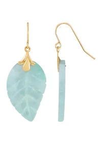 Jade Leaf Earrings in 10K Yellow Gold