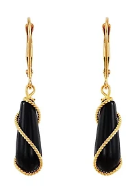 Onyx Drop Earrings in 10K Yellow Gold