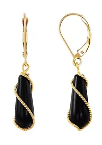 Onyx Drop Earrings in 10K Yellow Gold