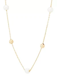 Pearl Station Necklace in 14K Yellow Gold