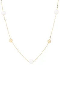 Pearl Station Necklace in 14K Yellow Gold