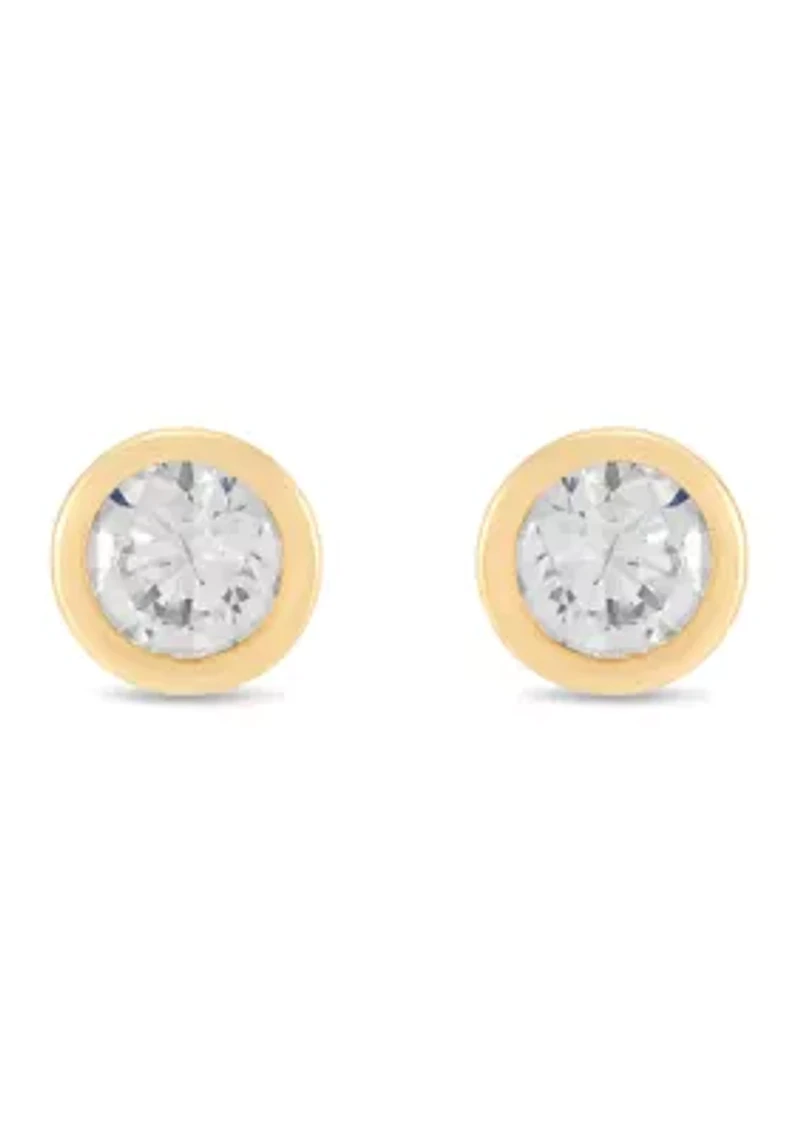 Cubic Zirconia Kid Stud Earrings in 14K Yellow Gold