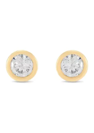 Cubic Zirconia Kid Stud Earrings in 14K Yellow Gold